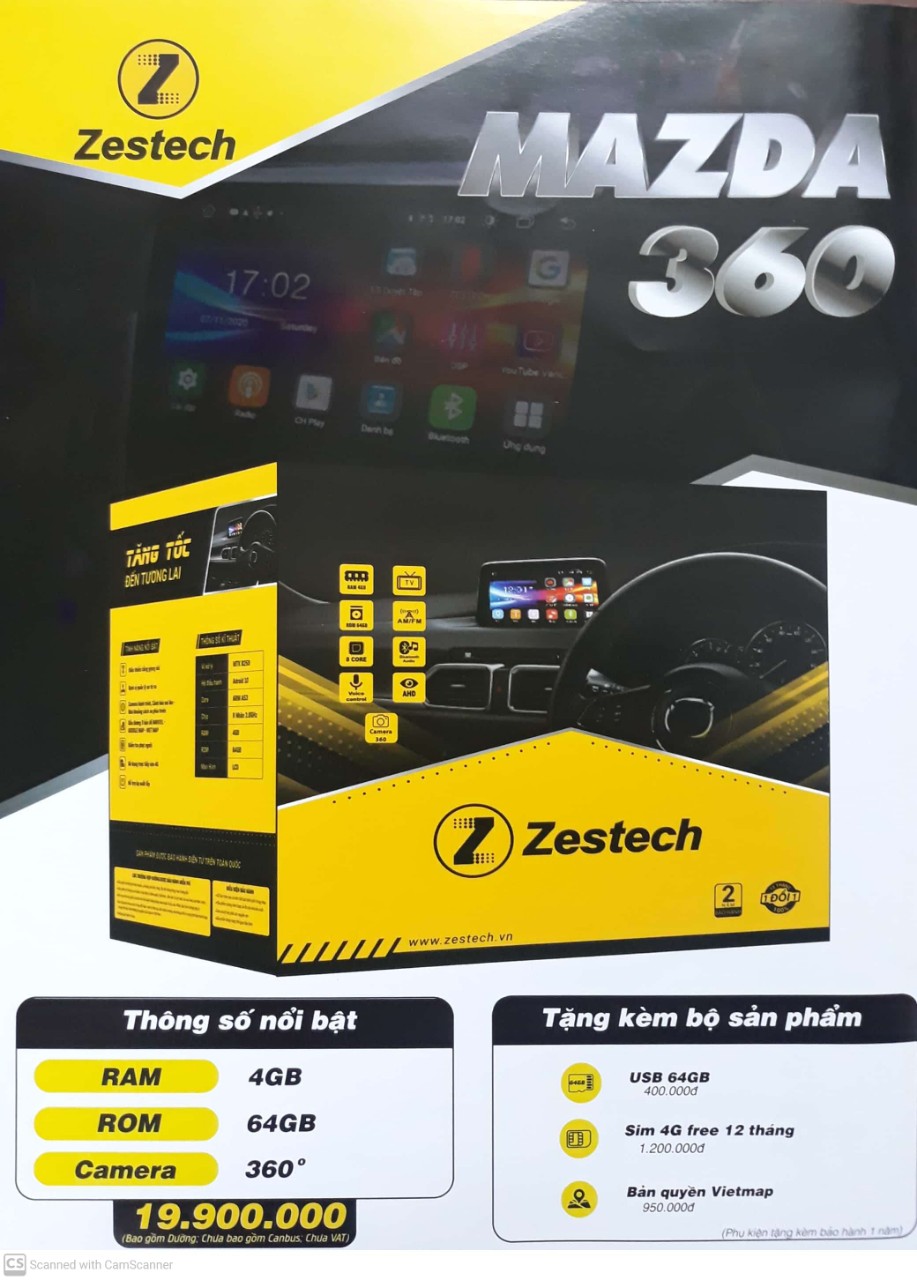 Thông số cơ bản màn hình Zestech Mazda+360